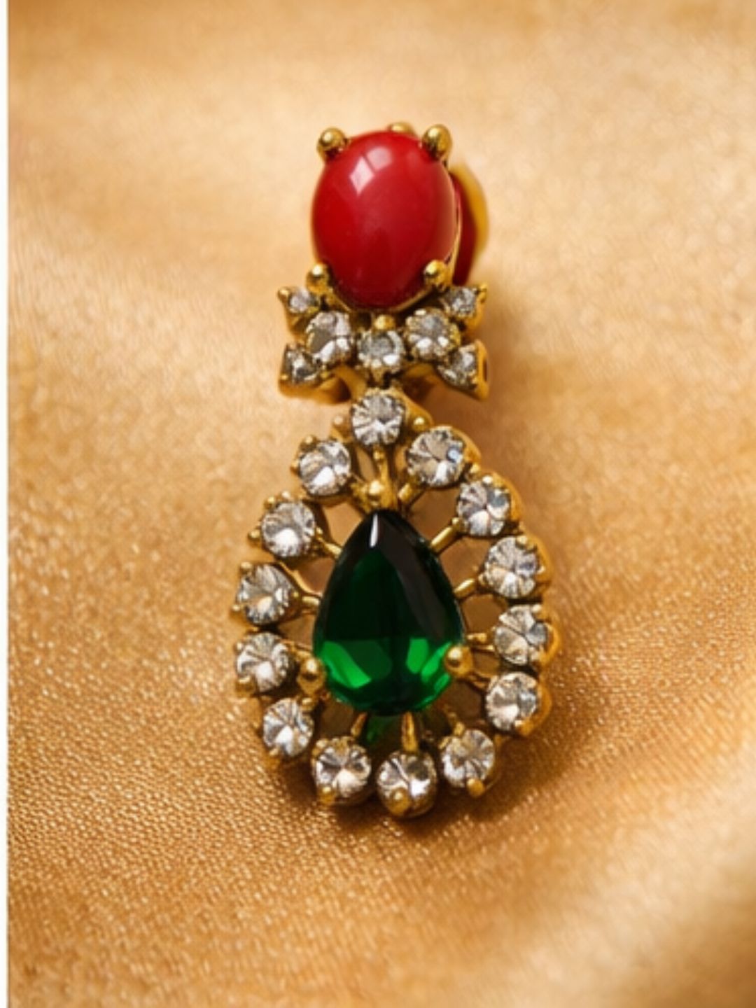 Z096 Coral green Gold look a-like necklace set