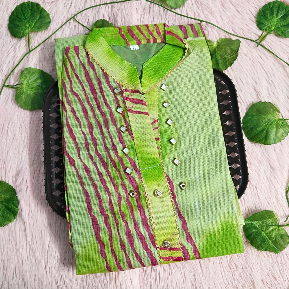 001 parrot green kurti