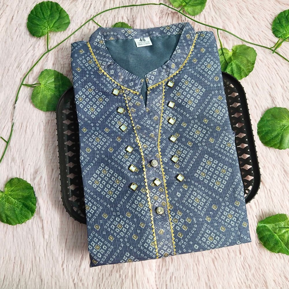 007 Grey Bandhini kurti