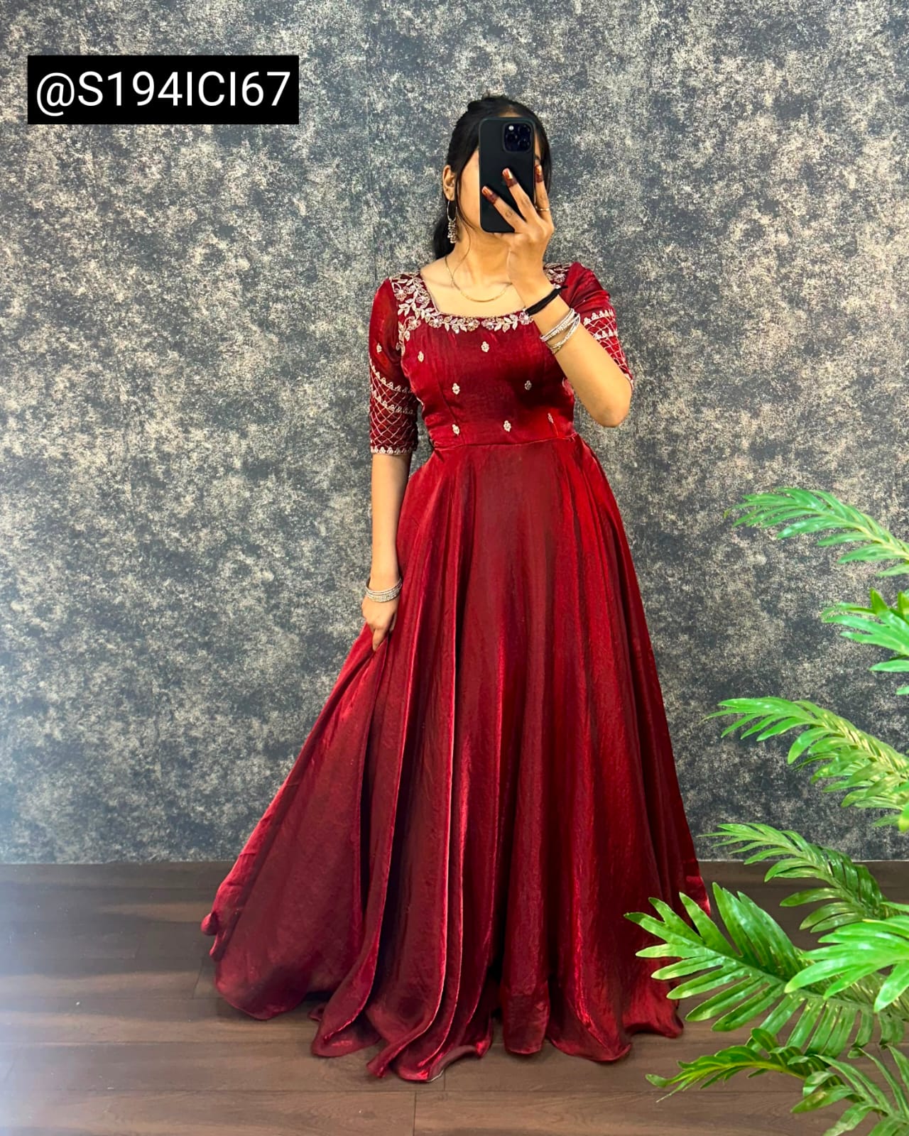 K0016 Fenty satin gown with dupatta