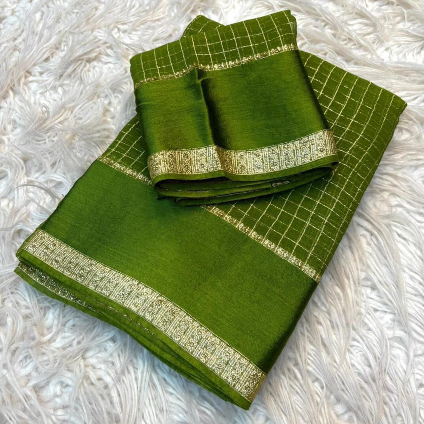SA94 Mehendi green georgette saree