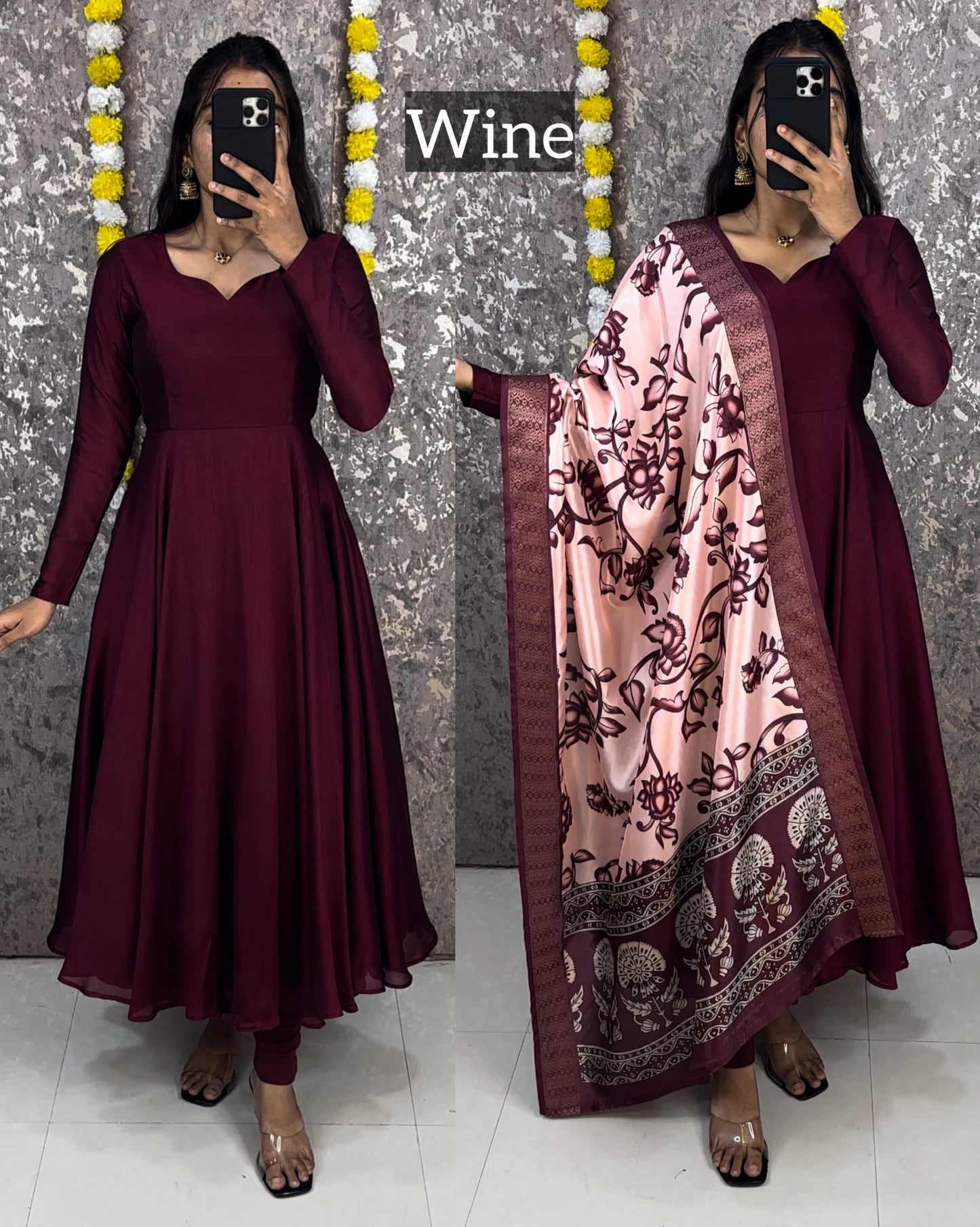 K0018 Vishitra silk anarkali gown with dupatta