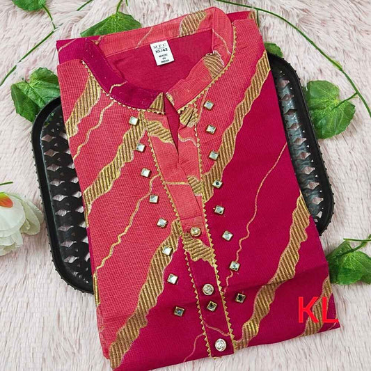 K122 Pink Peach Grand Lehriya Kurti