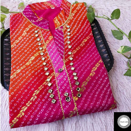 43 Pink Grand Lehriya Kurti
