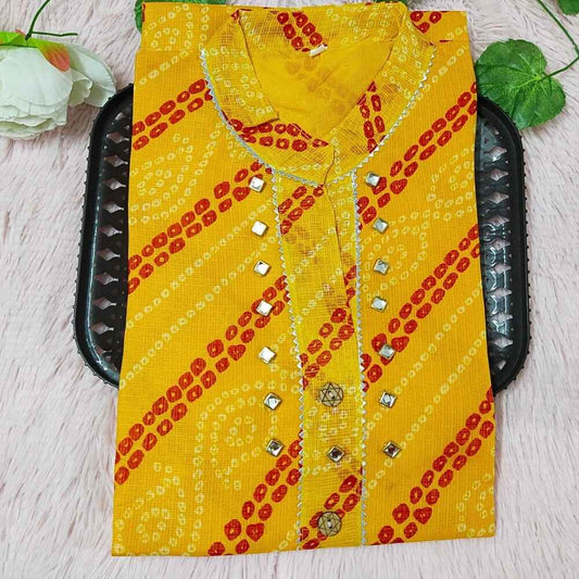 50 Yellow Lehriya Bandhini Kurti