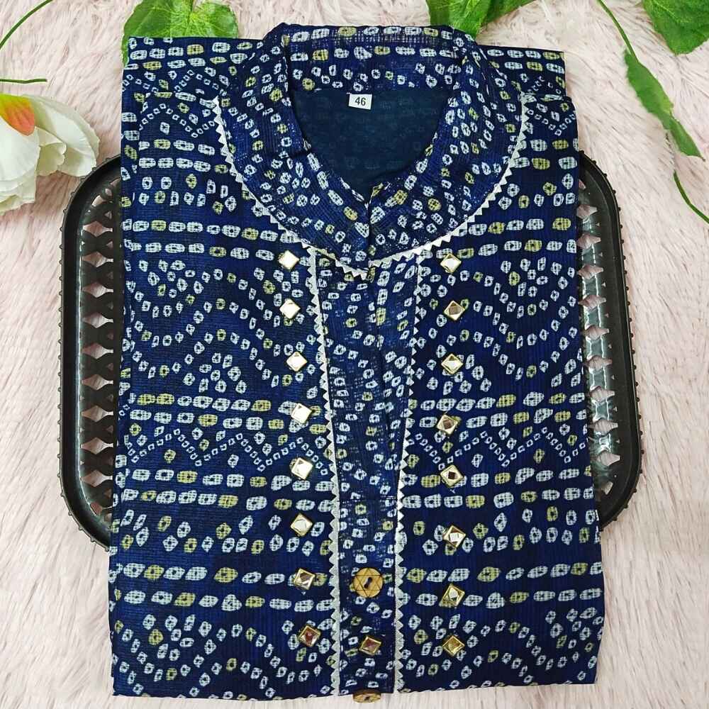 K109 Dark blue Dot Kurti