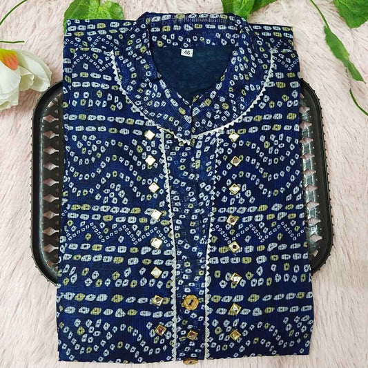 K109 Dark blue Dot Kurti