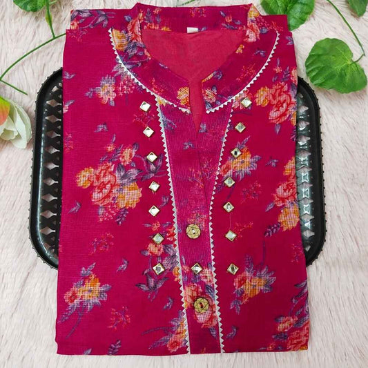 K101 Pink Floral Kurti