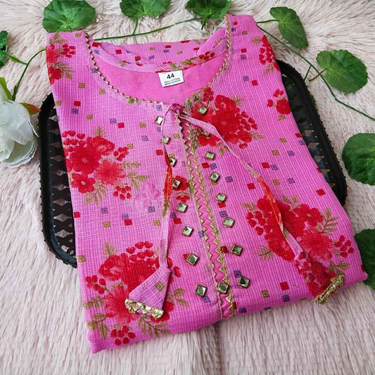 54 Rose Milk Pink Floral Kurti