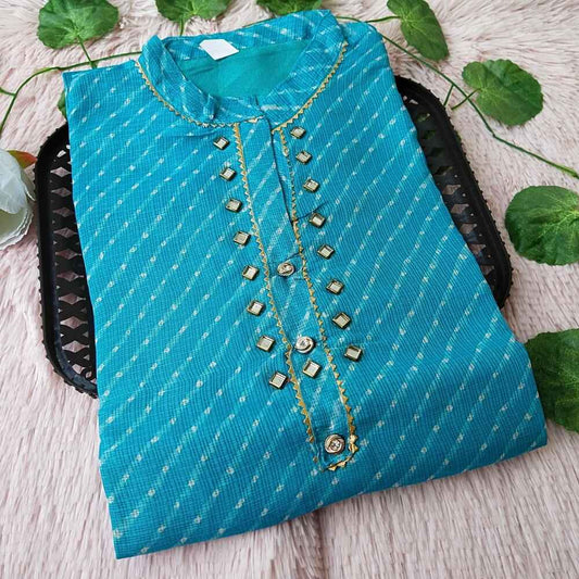 31 Skyblue Lehriya Kurti