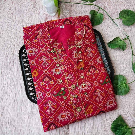 41 Pink Elephant Patola Kurti