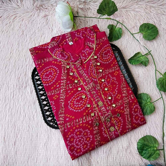 51 Pink Checks Bandhini Kurti
