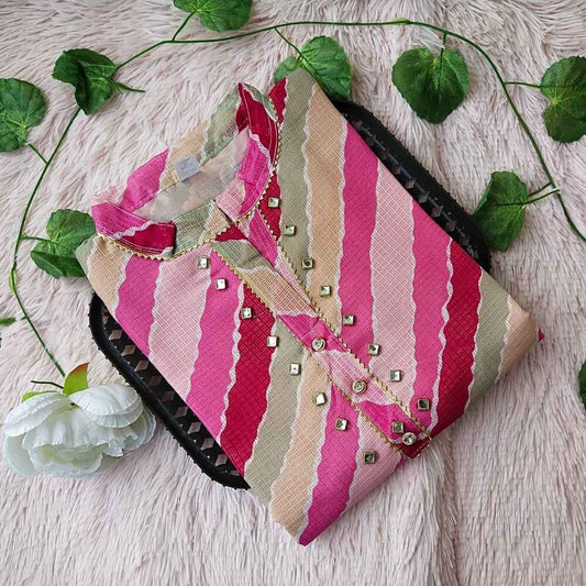 36 Multi Pink Lehriya Kurti