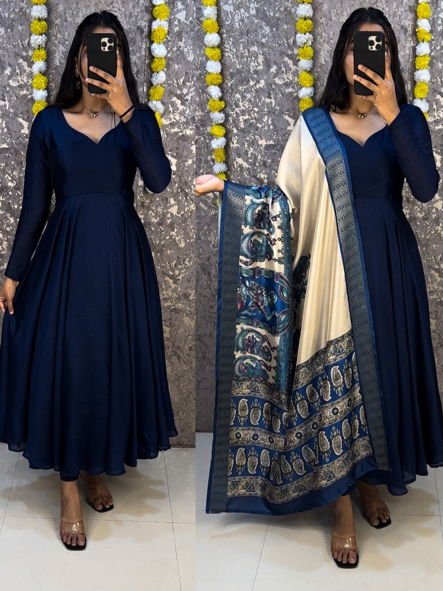 K0018 Vishitra silk anarkali gown with dupatta