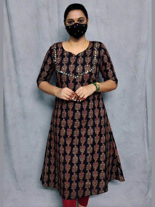 W0011 Pure cotton kalamkari A-line kurti