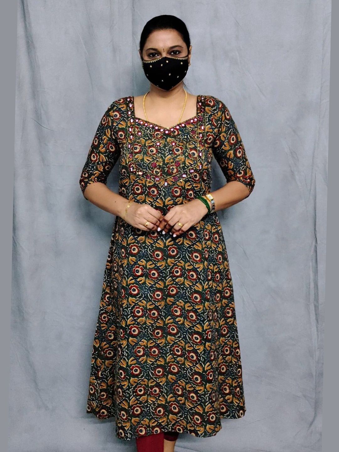 W0007 Pure cotton pen kalamkari A -Line kurti