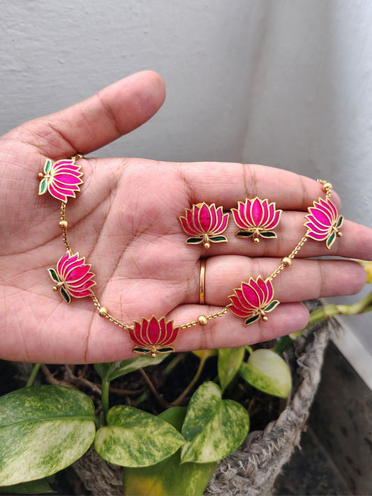 Z097 Lotus chain necklace set