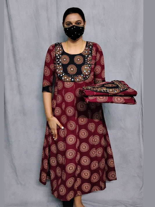 W0008  Pure kalamkari cotton Anarkali kurti
