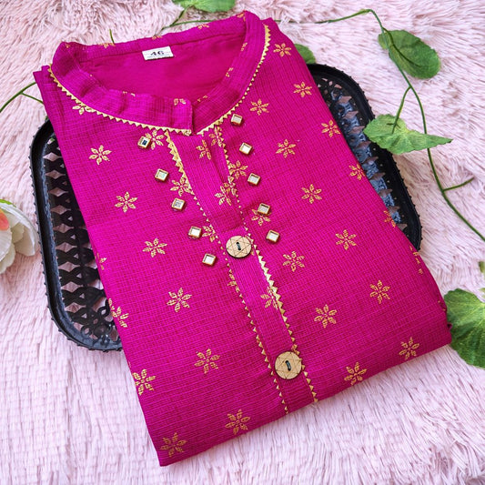 K0034 Rani Pink grand kurti