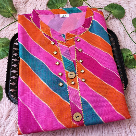 K0040 Pink multi kurti