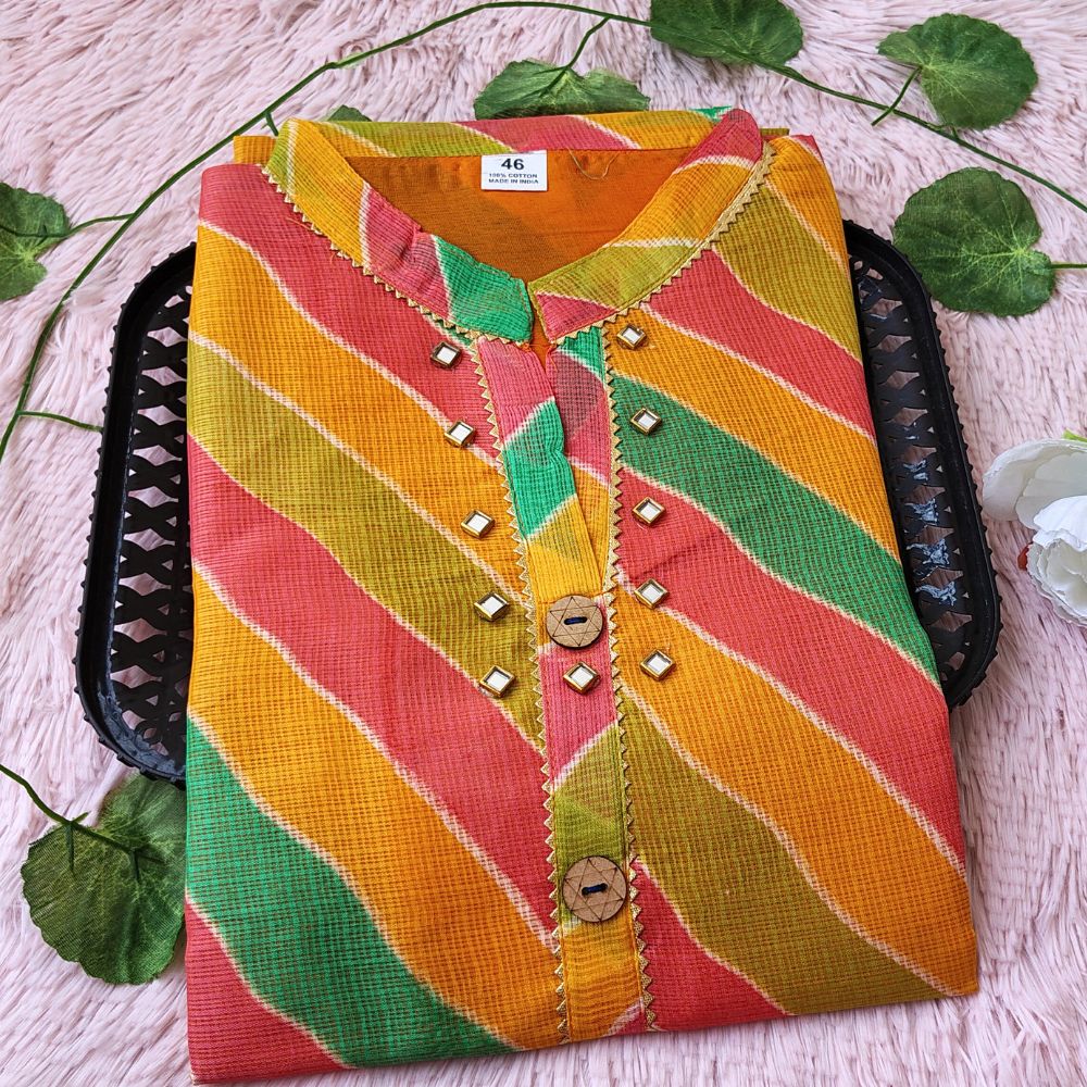 K0038 Yellow multi kurti