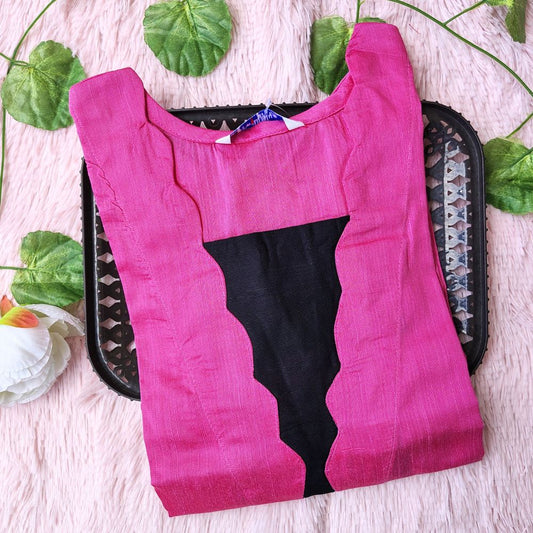 K0079 Jewel neck Raw silk kurti