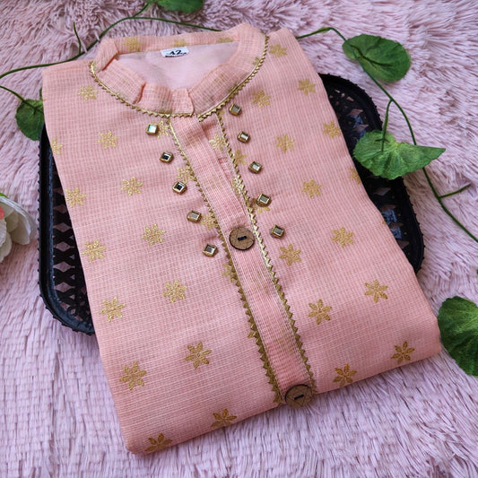 K0035 Peach grand kurti