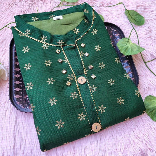 K0038 Bottle green Grand kurti