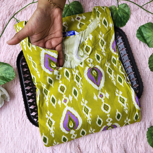 KL4503 Lime lavender kurti