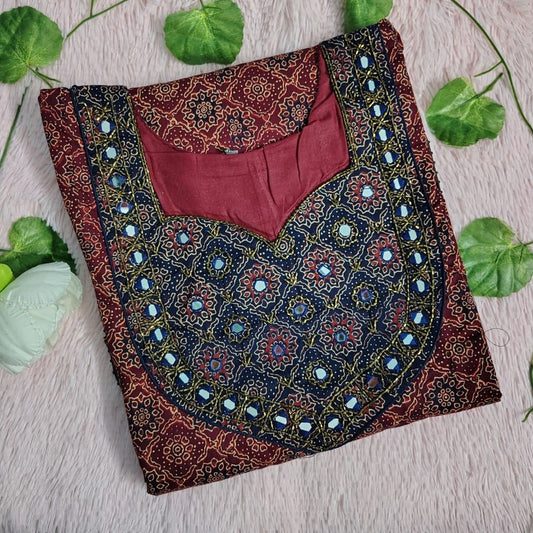 W0006 Ajrak Pure cotton Anarkali kurti