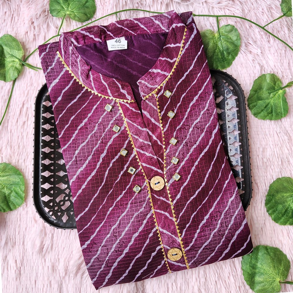 K0089 Purple wine Lehriya kurti