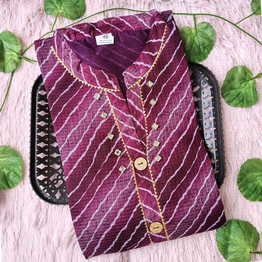 K0089 Purple wine Lehriya kurti