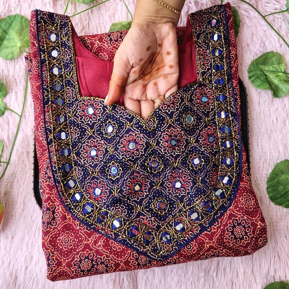 W0009 Pure Ajrak Cotton Anarkali kurti