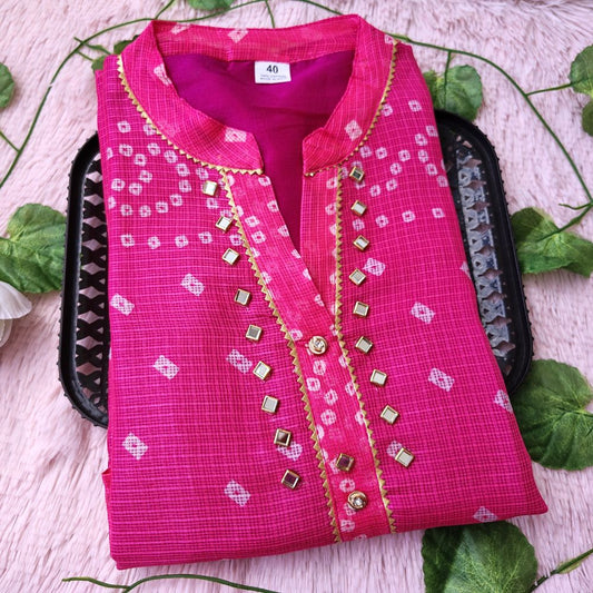 K0073 Pink Bandhini kurti