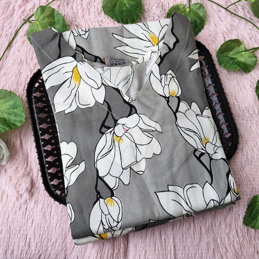 KL2404 Grey White floral kurti