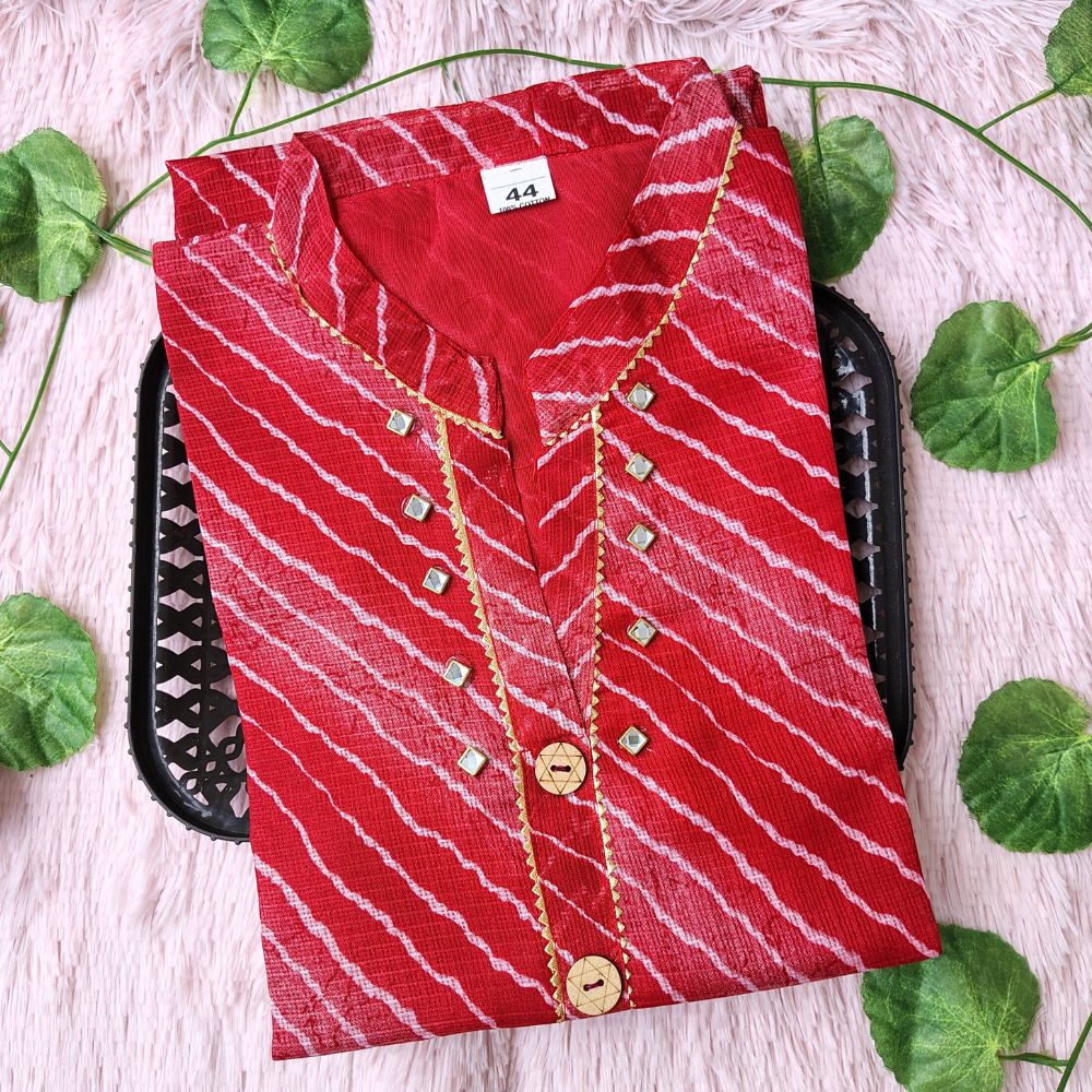 K0084 Red lehriya kurti