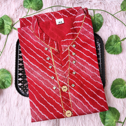 K0084 Red lehriya kurti