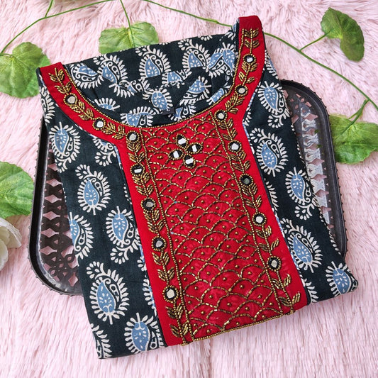 W0005 Black hand worked kurti