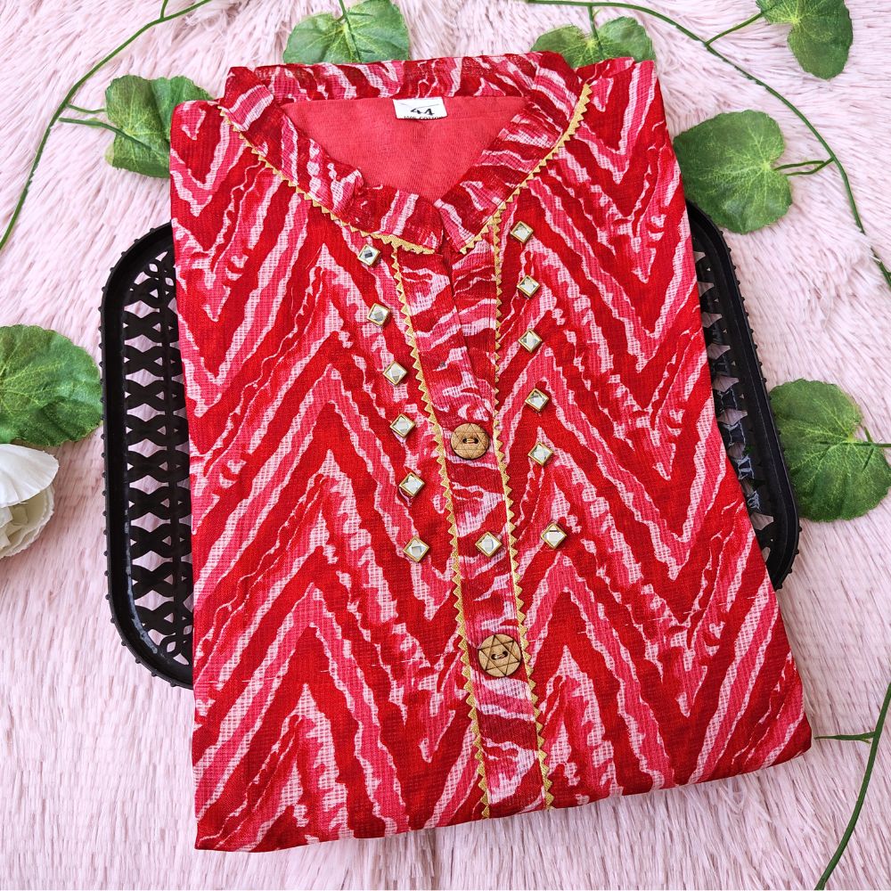 k05 Reddish Pink zebra lines kurti