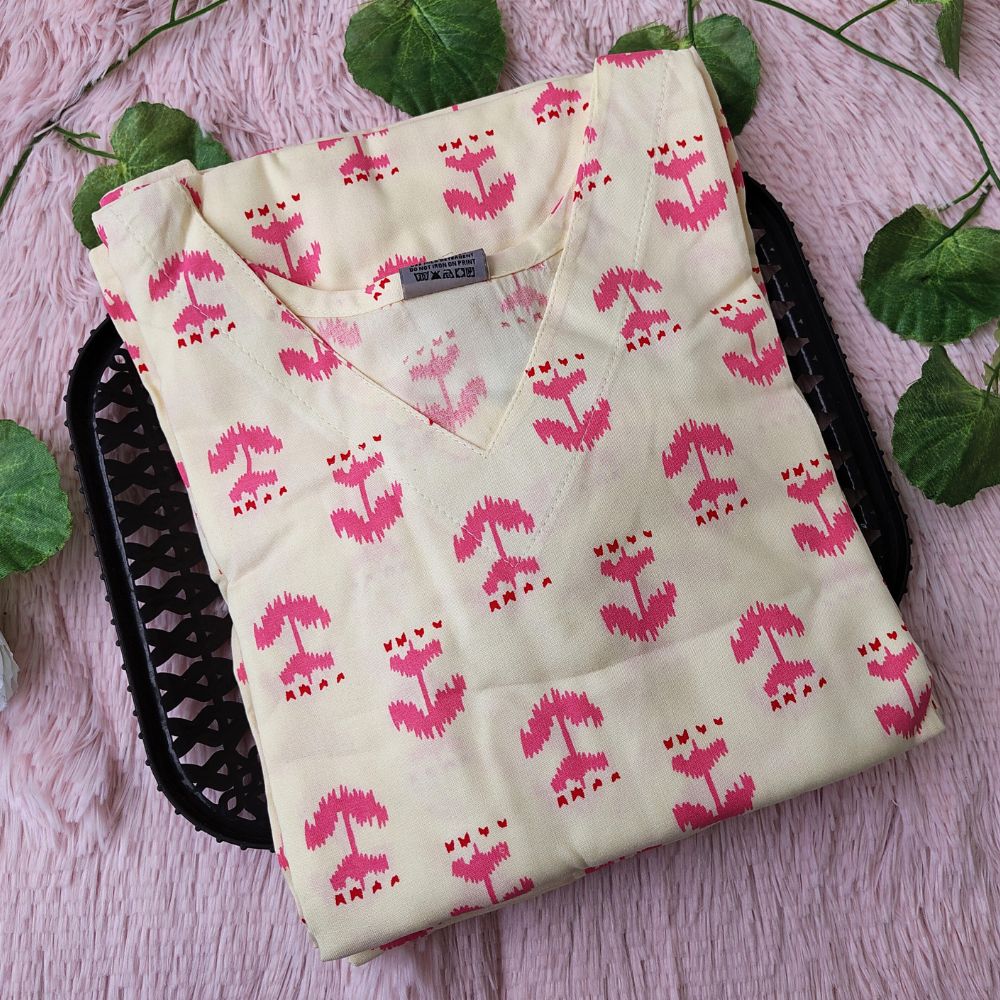 KL2403 White Pink kurti