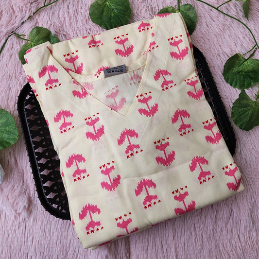 KL2403 White Pink kurti