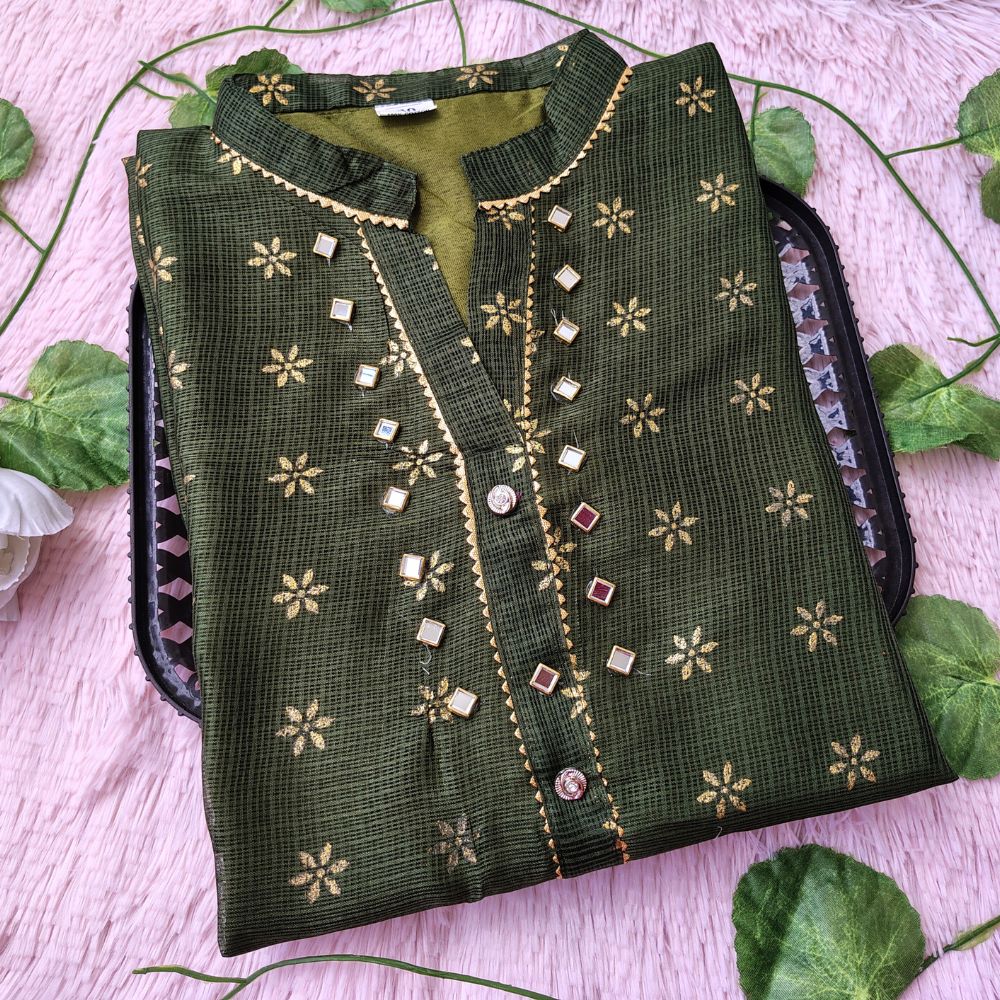 K0071  green grand kurti
