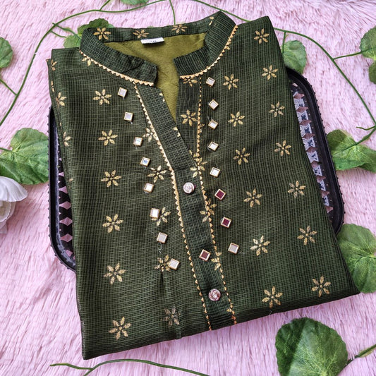 K0071  green grand kurti