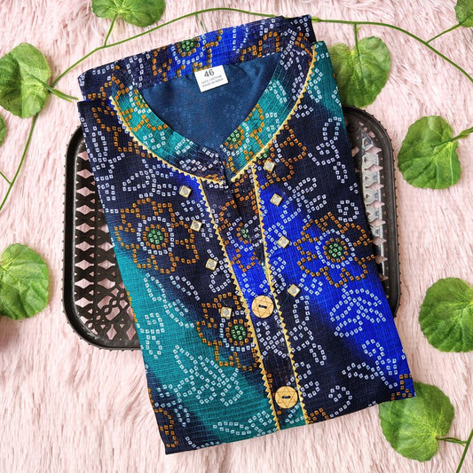 K0087 Blue Bandhini kurti