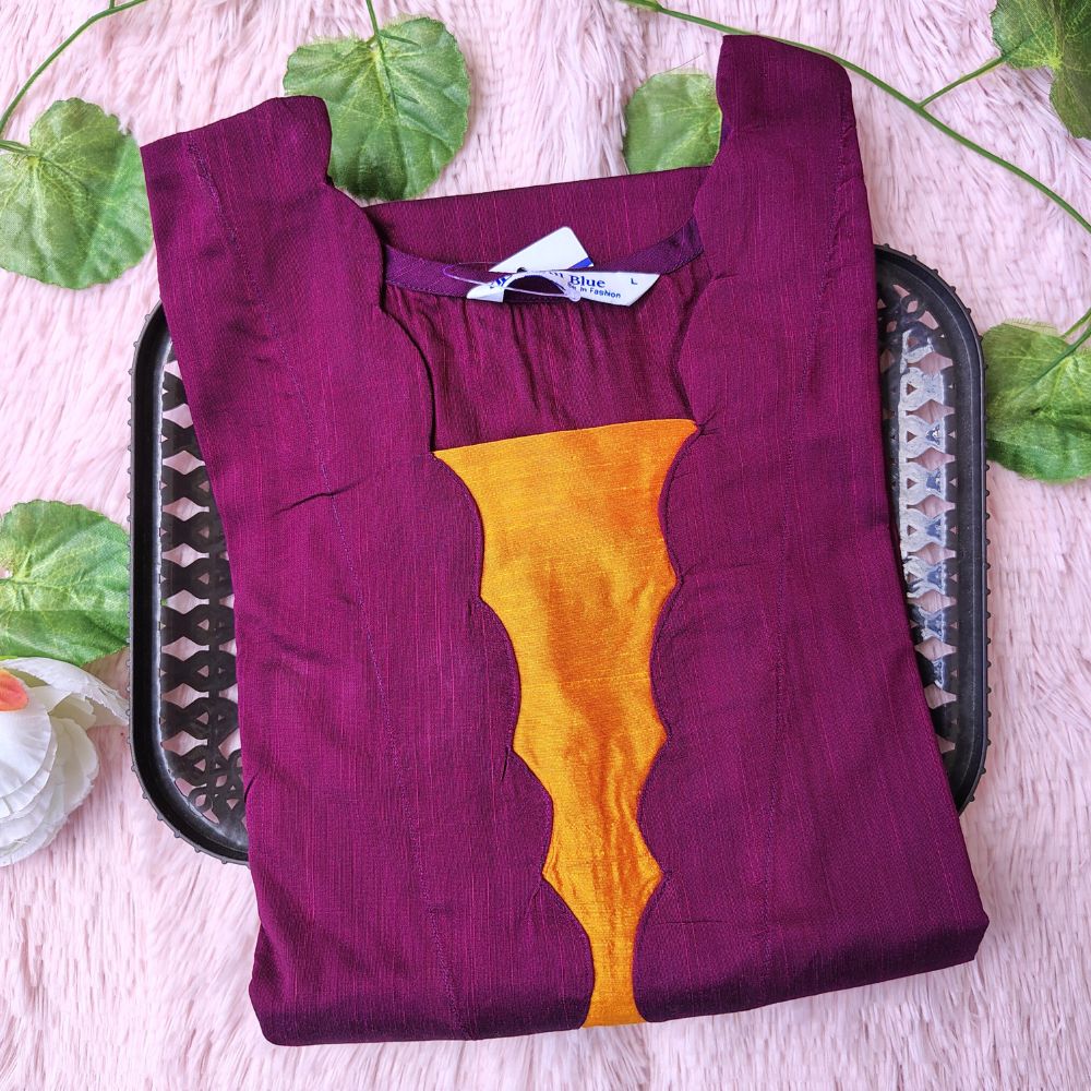 K0082 Jewel neck Raw silk kurti