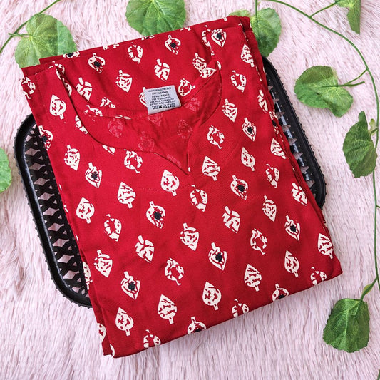 KL2402 Red spade kurti