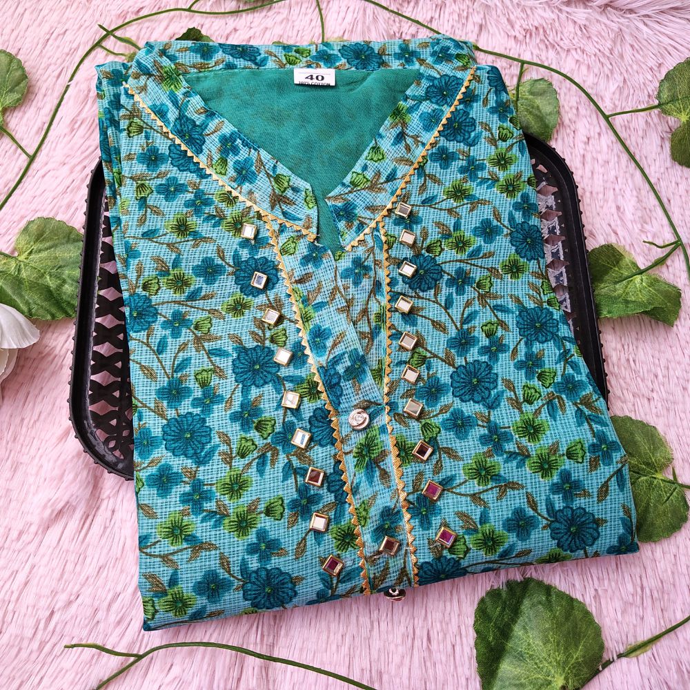 K0072 Blue floral kurti