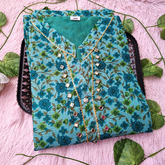 K0072 Blue floral kurti