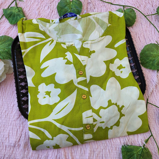 KL2407 Green floral kurti