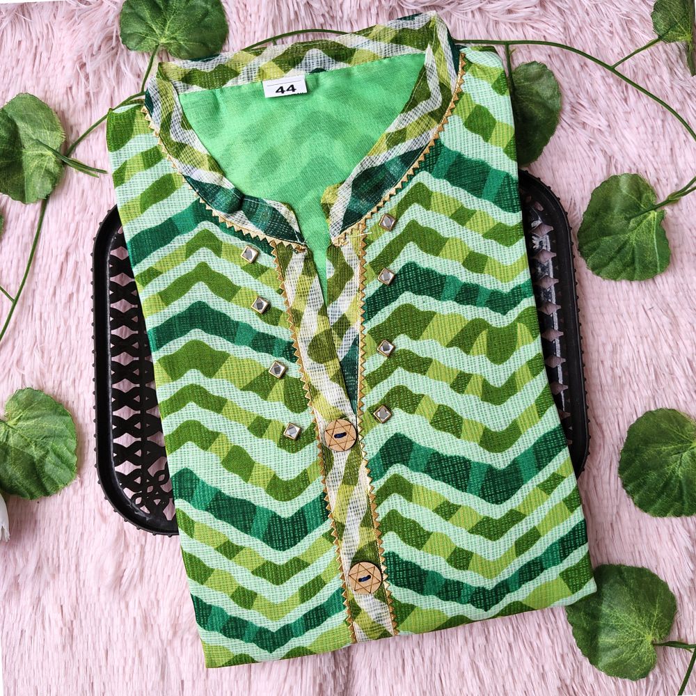 K0088  Dark Green with Pista Green kurti